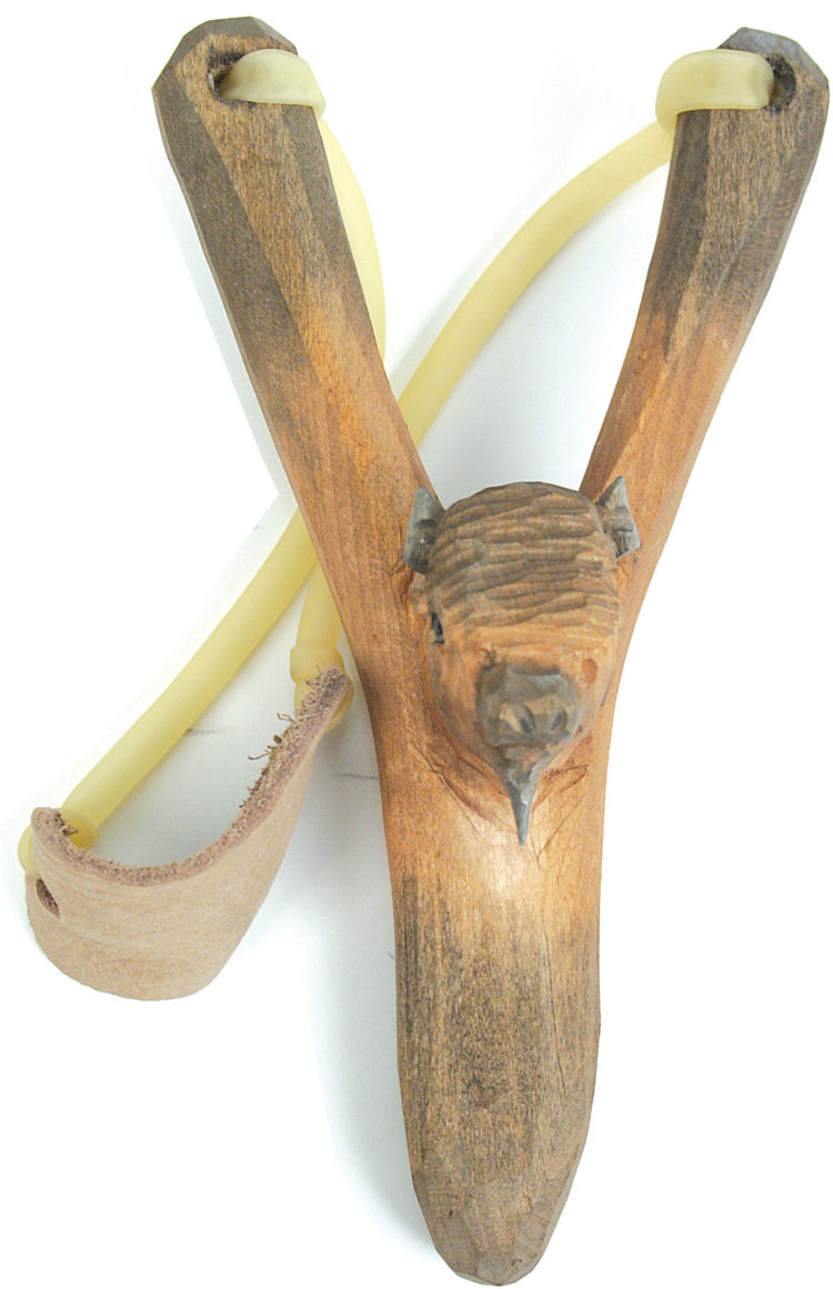 Hand-Carved Animal Slingshot,  Buffalo