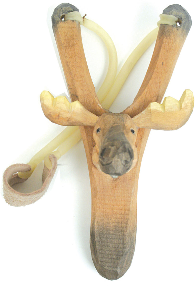 Hand-Carved Animal Slingshot, Moose