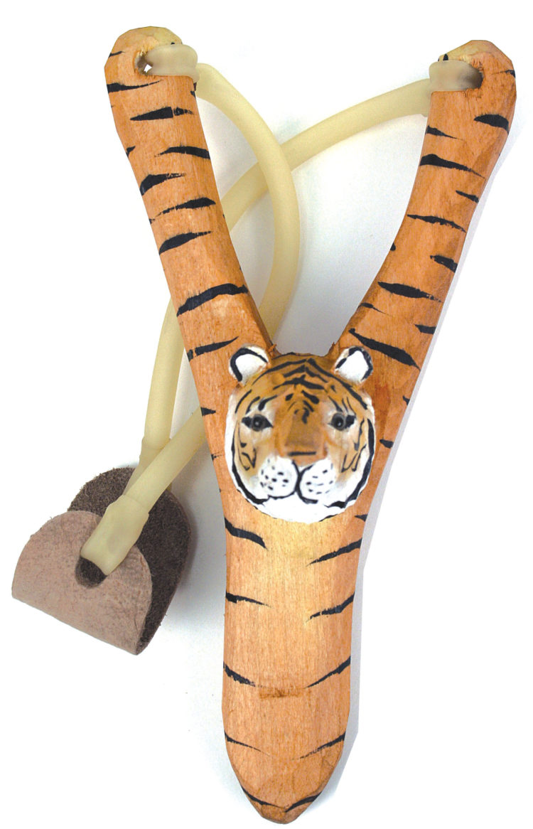 Hand-Carved Animal Slingshot, Tiger