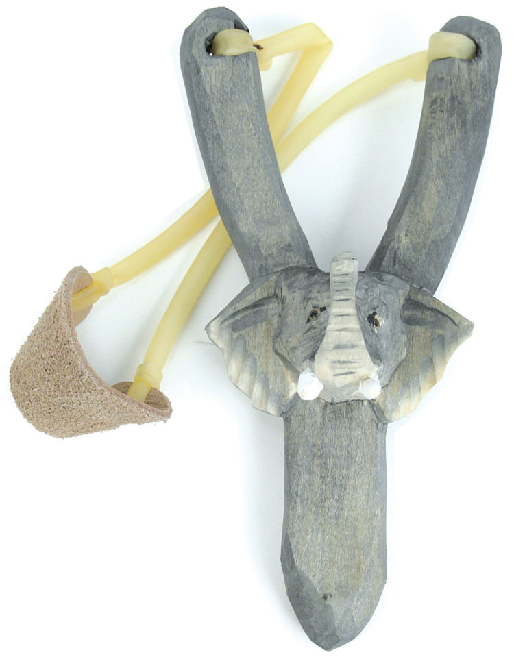 Hand-Carved Animal Slingshot, Elephant
