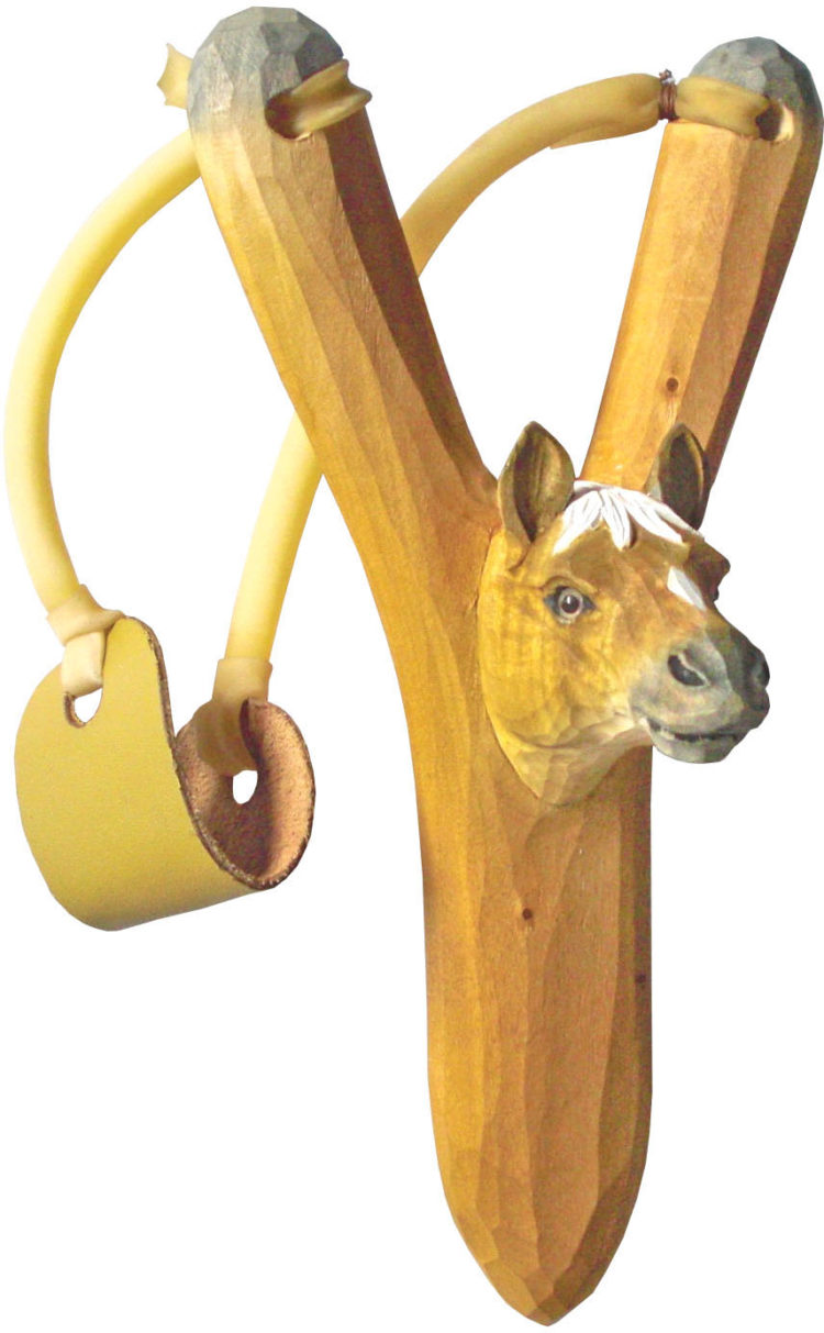 Hand-Carved Animal Slingshot, Palomino