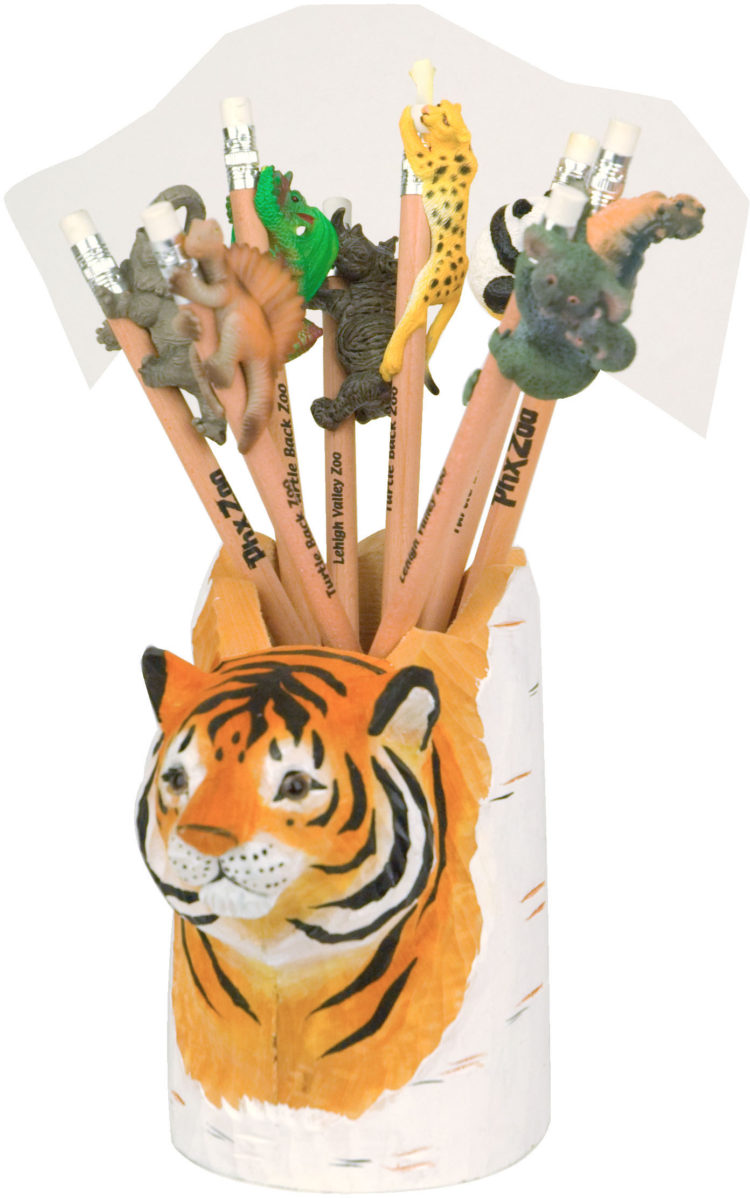 Hand Carved Pencil Holder, Tiger