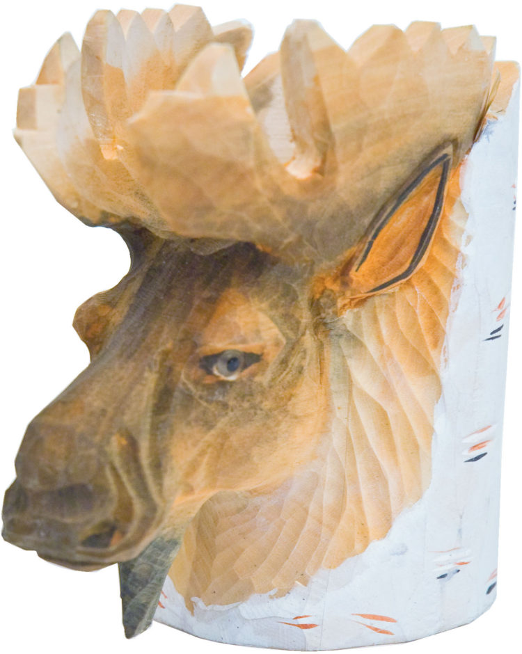 Hand Carved Pencil Holder, Moose